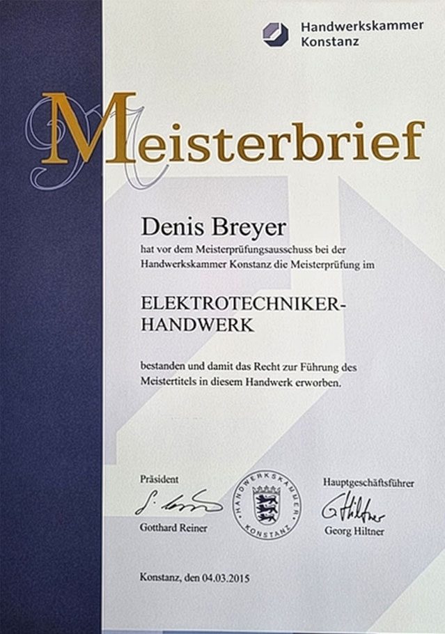 Der Meisterbrief im Bereich Elektrotechniker-Handwerk von Denis Breyer